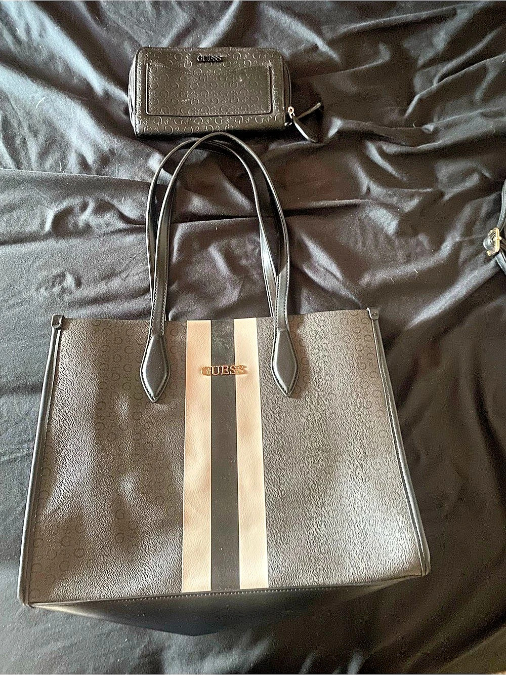 GUESS Color Block Tote with Matching Wallet Pouch